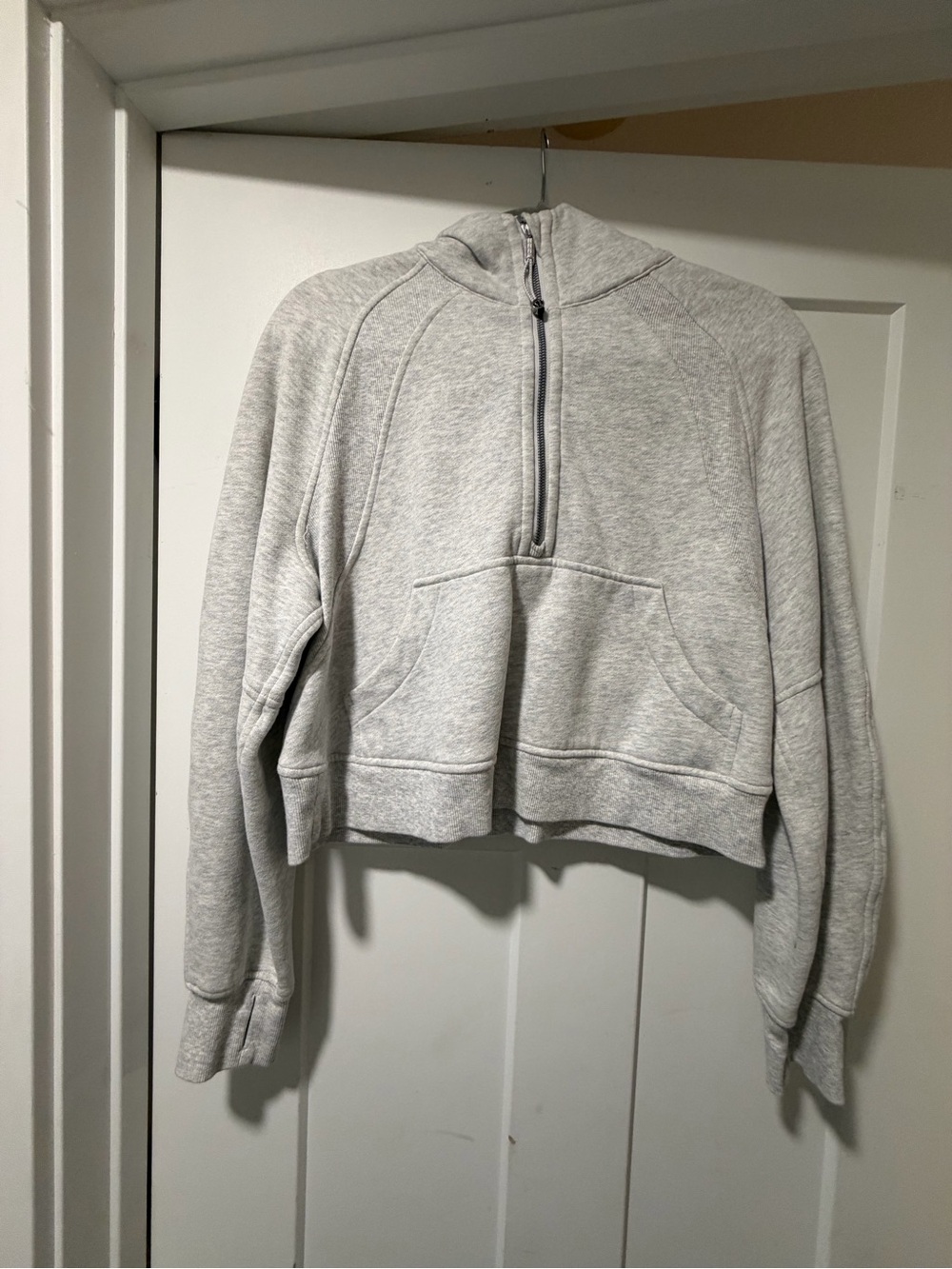 lululemon athletica Heather Gray Cropped Half-Zip Hoodie